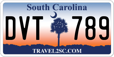SC license plate DVT789