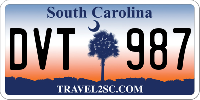 SC license plate DVT987