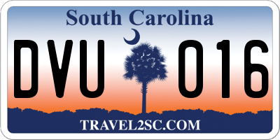 SC license plate DVU016