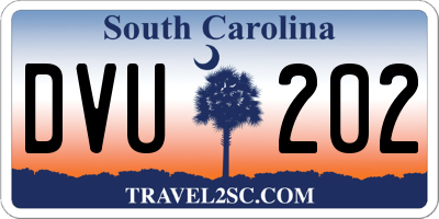 SC license plate DVU202