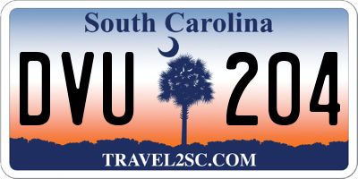 SC license plate DVU204
