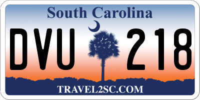SC license plate DVU218