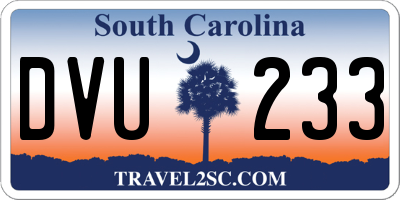 SC license plate DVU233