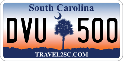SC license plate DVU500