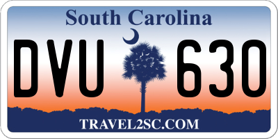 SC license plate DVU630