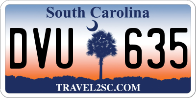SC license plate DVU635