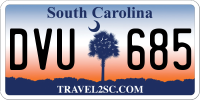 SC license plate DVU685