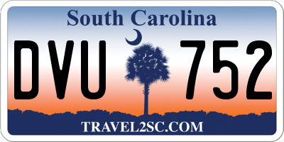 SC license plate DVU752