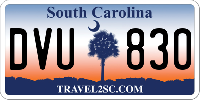 SC license plate DVU830