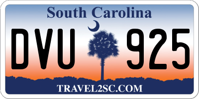 SC license plate DVU925