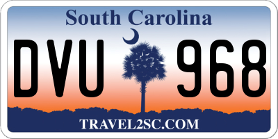 SC license plate DVU968