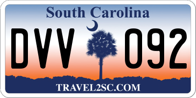 SC license plate DVV092