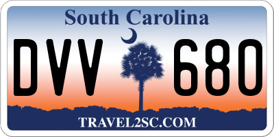 SC license plate DVV680