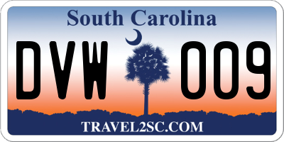 SC license plate DVW009