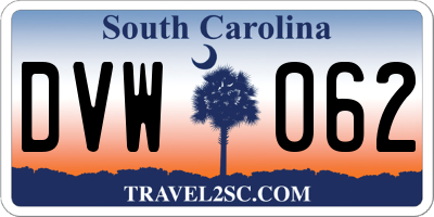 SC license plate DVW062