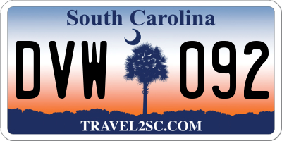 SC license plate DVW092