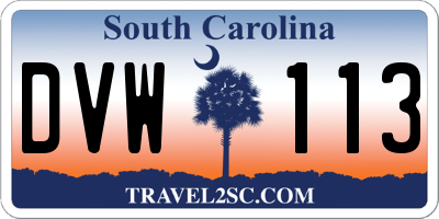 SC license plate DVW113