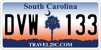 SC license plate DVW133