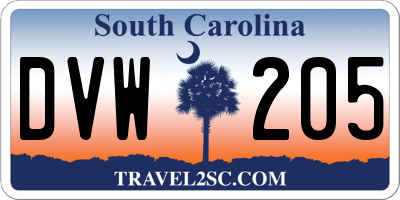 SC license plate DVW205