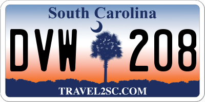 SC license plate DVW208