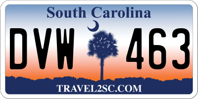 SC license plate DVW463
