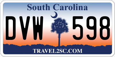 SC license plate DVW598