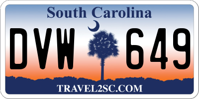SC license plate DVW649