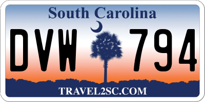 SC license plate DVW794