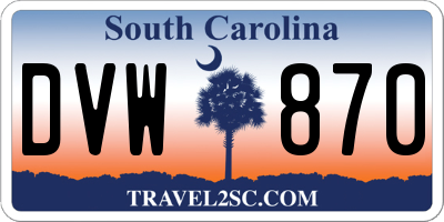 SC license plate DVW870