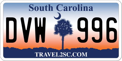SC license plate DVW996