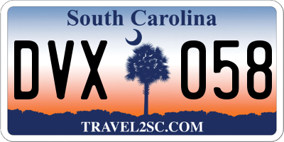 SC license plate DVX058