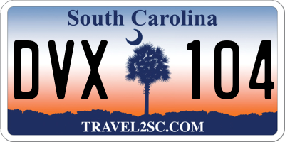 SC license plate DVX104