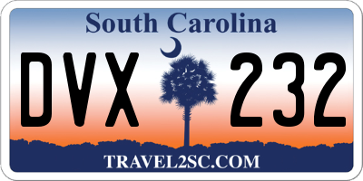 SC license plate DVX232