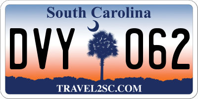 SC license plate DVY062