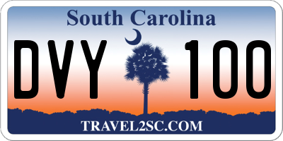 SC license plate DVY100
