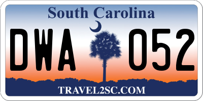 SC license plate DWA052