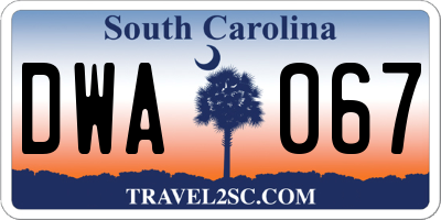 SC license plate DWA067