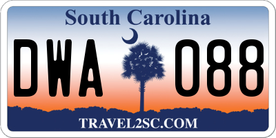 SC license plate DWA088