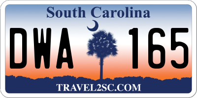 SC license plate DWA165
