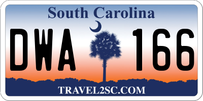 SC license plate DWA166