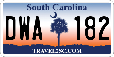 SC license plate DWA182