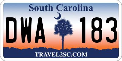 SC license plate DWA183