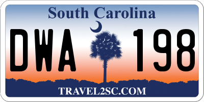 SC license plate DWA198