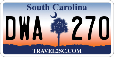 SC license plate DWA270