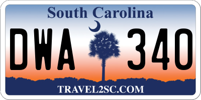 SC license plate DWA340