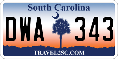 SC license plate DWA343