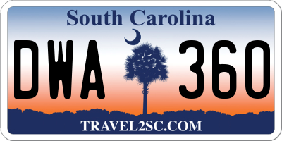 SC license plate DWA360