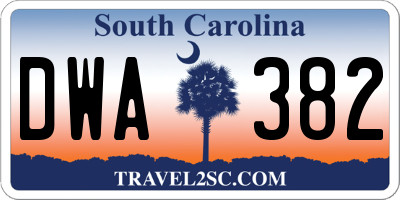 SC license plate DWA382