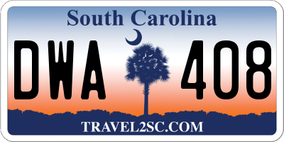 SC license plate DWA408