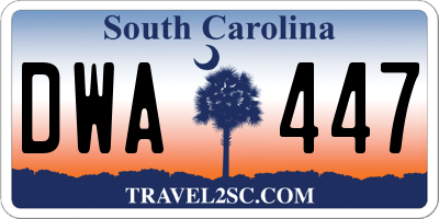 SC license plate DWA447